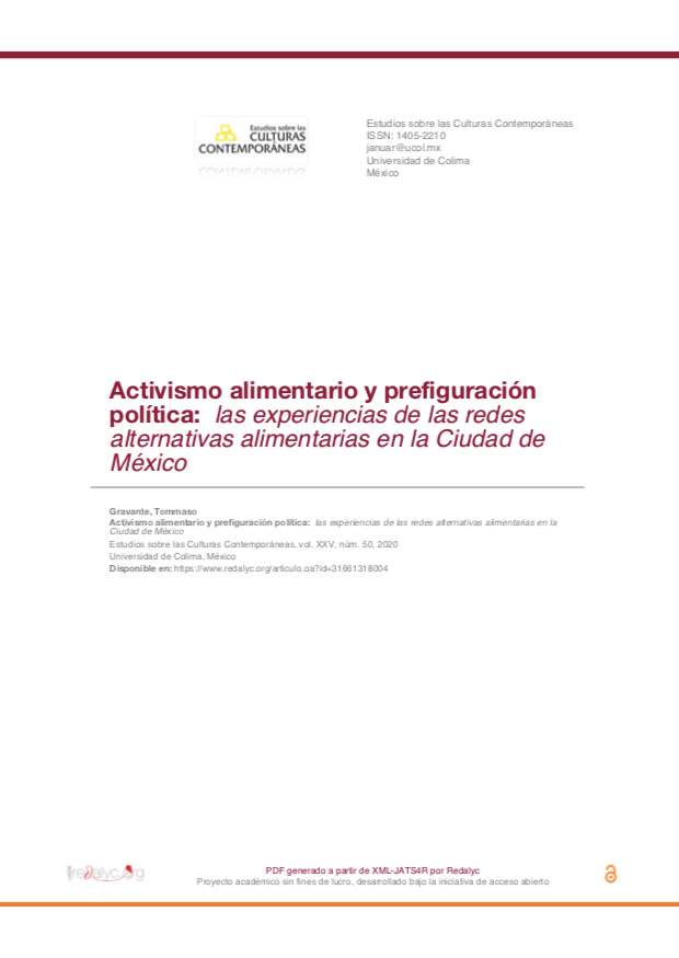 Activismo alimentario y prefiguración política: las experiencias de las redes alternativas alimentarias en la Ciudad de México