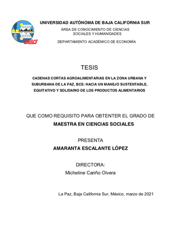 Cadenas cortas agroalimentarias en la zona urbana y suburbana de La Paz, BCS: hacia un manejo sustentable, equitativo y solidario de los productos alimentarios