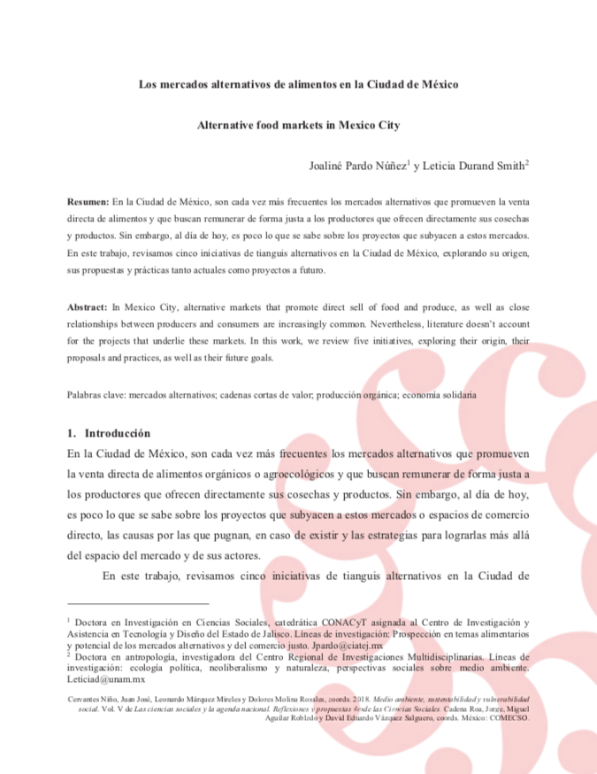 Consumir y resistir: los mercados alternativos de alimentos en la Ciudad de México