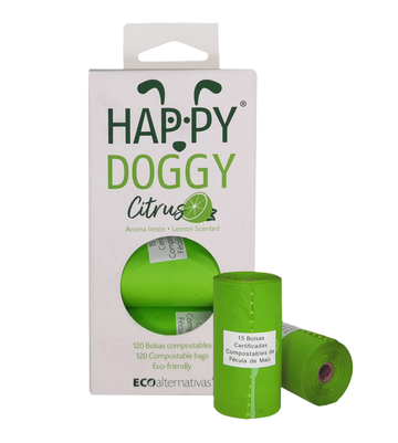 Bolsa compostable de fécula de maíz para mascota - Happy Doggy Citrus | 120 Bolsas