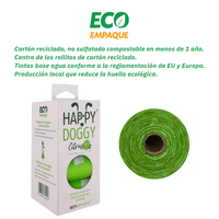 HappyDoggy Citrus Bolsa compostable de fécula de maíz para mascota | 120 Bolsas