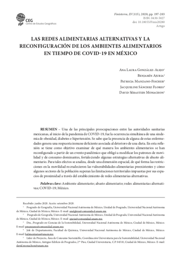 Las redes alimentarias alternativas y la reconfiguración de los ambientes alimentarios en tiempo de COVID-19 en México