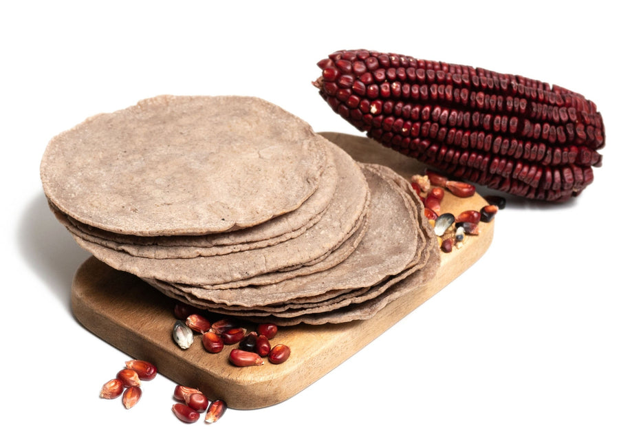 Tortillas nixtamalizadas de maíz Rojo  (Maíz Nativo de Tlalpan)